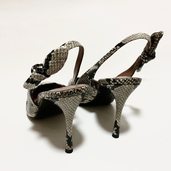 Tabitha Simmons Millie Snake Print Leather Slingback Pointed Toe Heeled Pumps 40 - Picture 16 of 16